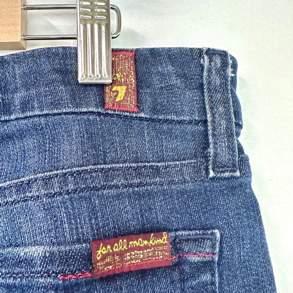 7 FOR ALL MANKIND Denim Low Rise Flare Bootcut A Pocket Jeans Dark Wash Women 29 - Picture 6 of 8